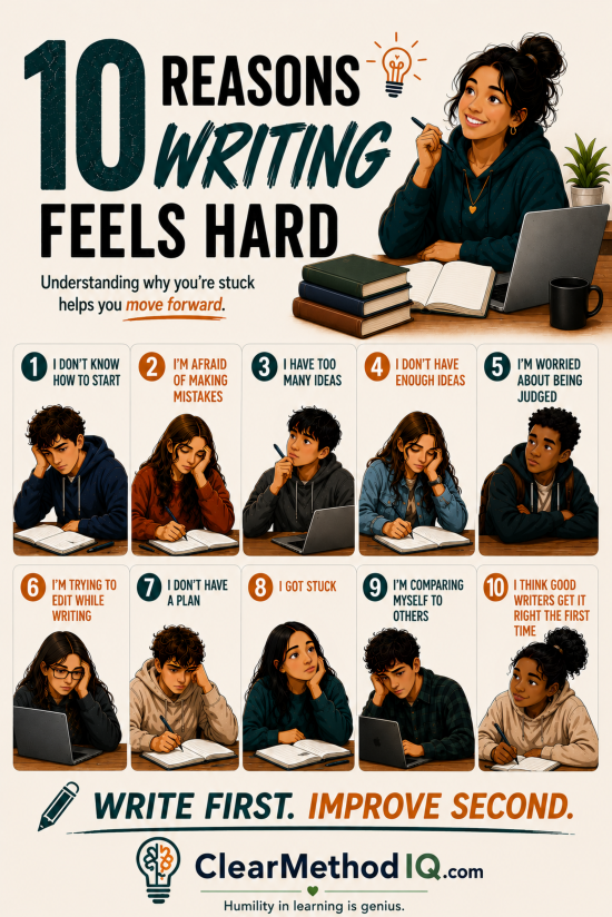 10 Reasons Writing Feels Hard - 24x36
